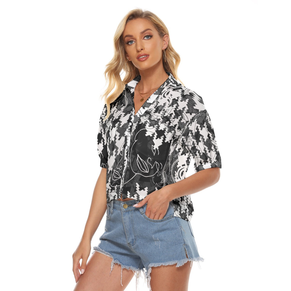 All-Over Print Women's V-neck Shirts