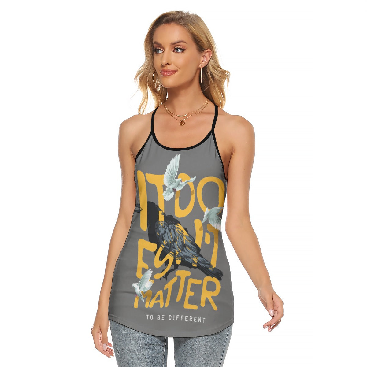 All-Over Print Women's Criss-Cross Open Back Tank Top