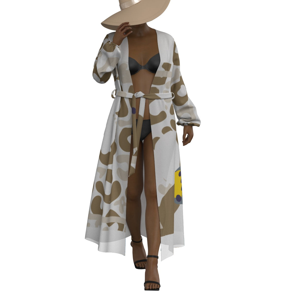 All-Over Print Women's Lace-up Chiffon Robe