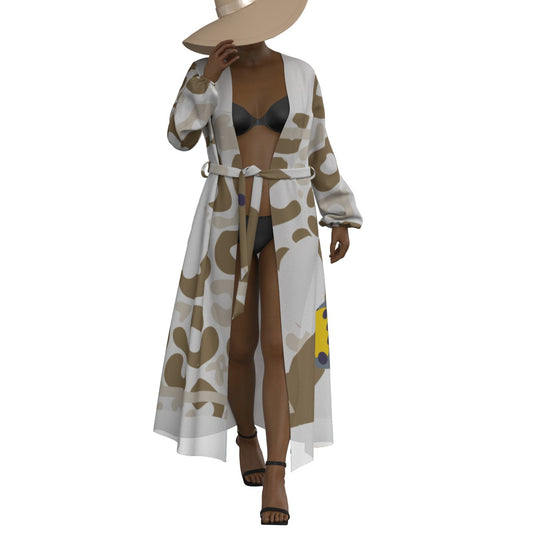 All-Over Print Women's Lace-up Chiffon Robe