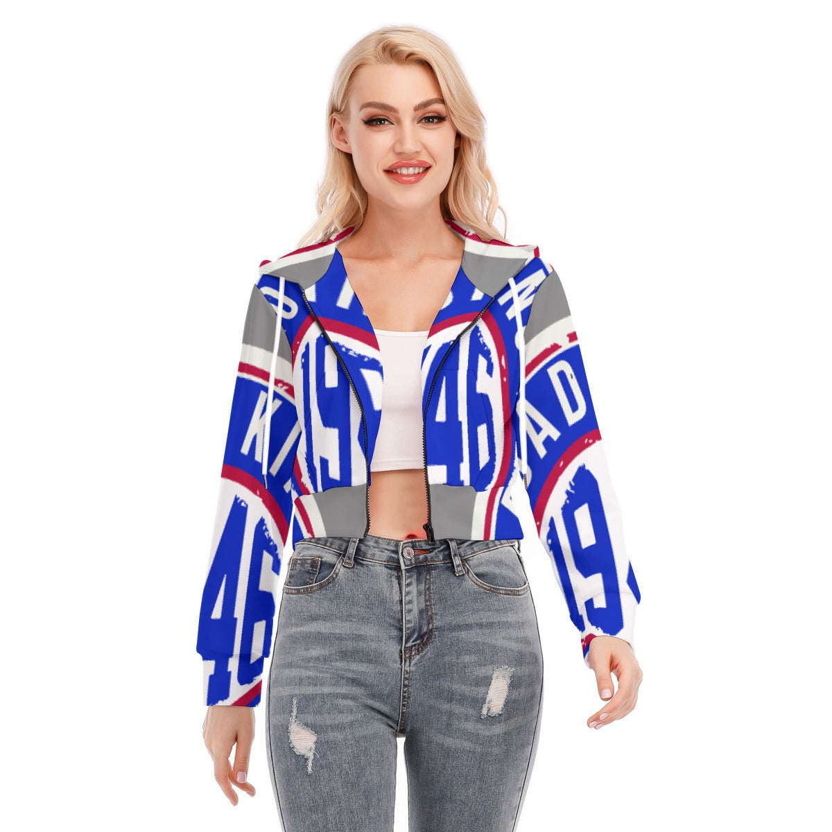 All-Over Print Women's Crop Top Hoodie With Zipper Closure