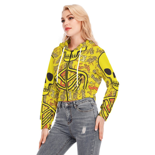 All-Over Print Women's Crop Top Hoodie With Zipper Closure