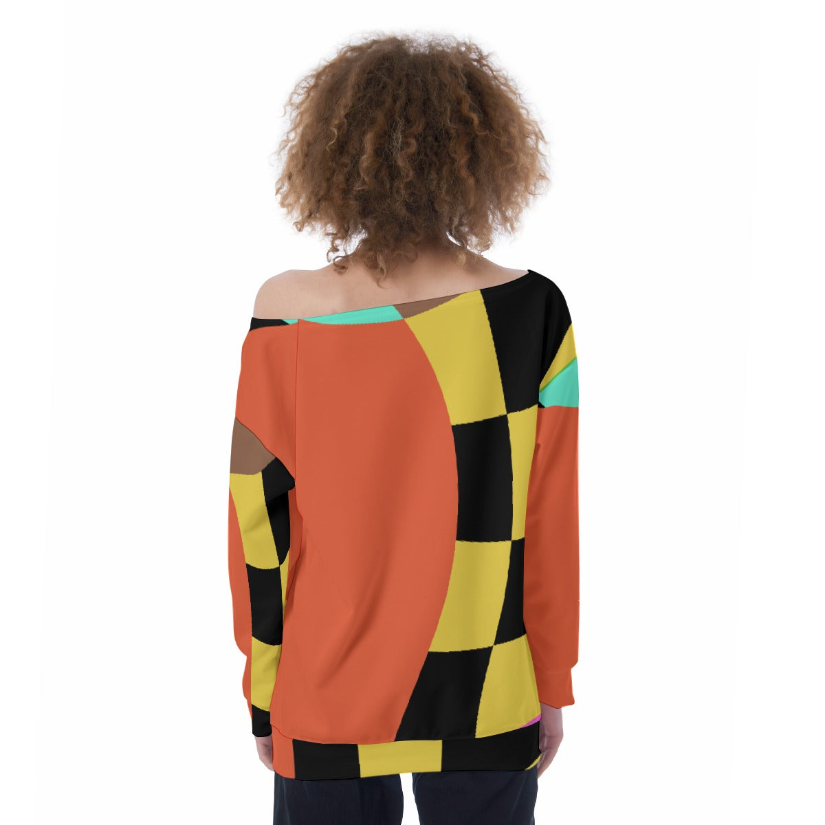 All-Over Print Oversized Women's Off-Shoulder Sweatshirt