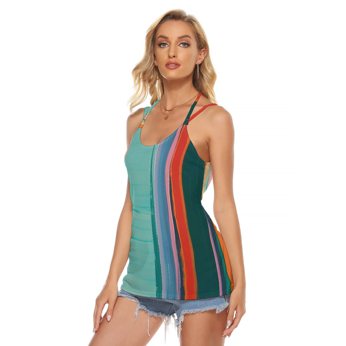 All-Over Print Women's Halter Top With Backless