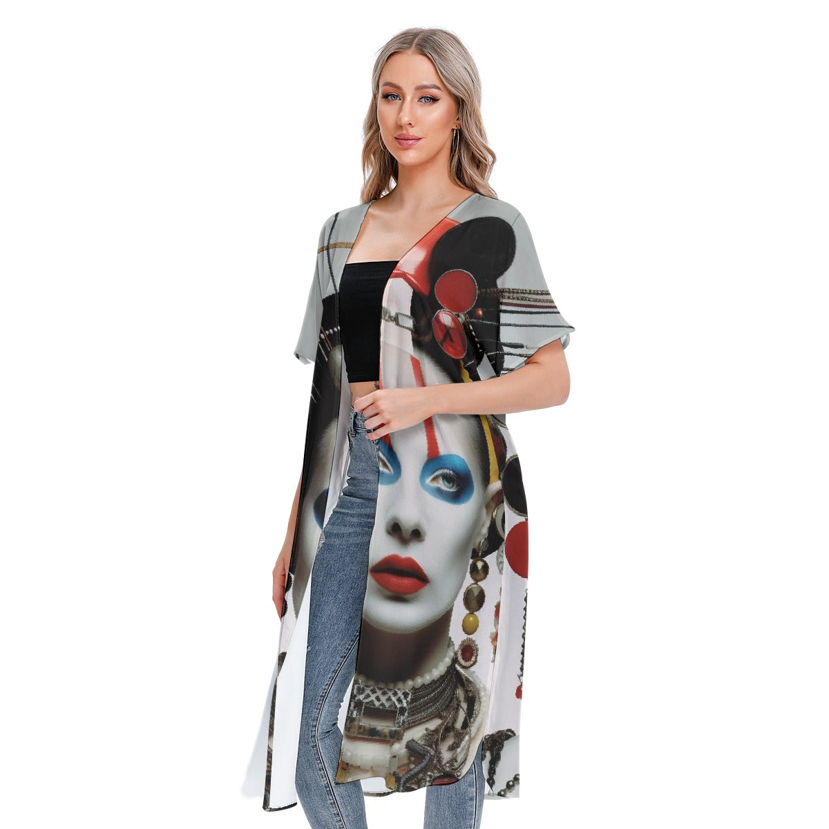 All-Over Print Women's Short Sleeve Cardigan