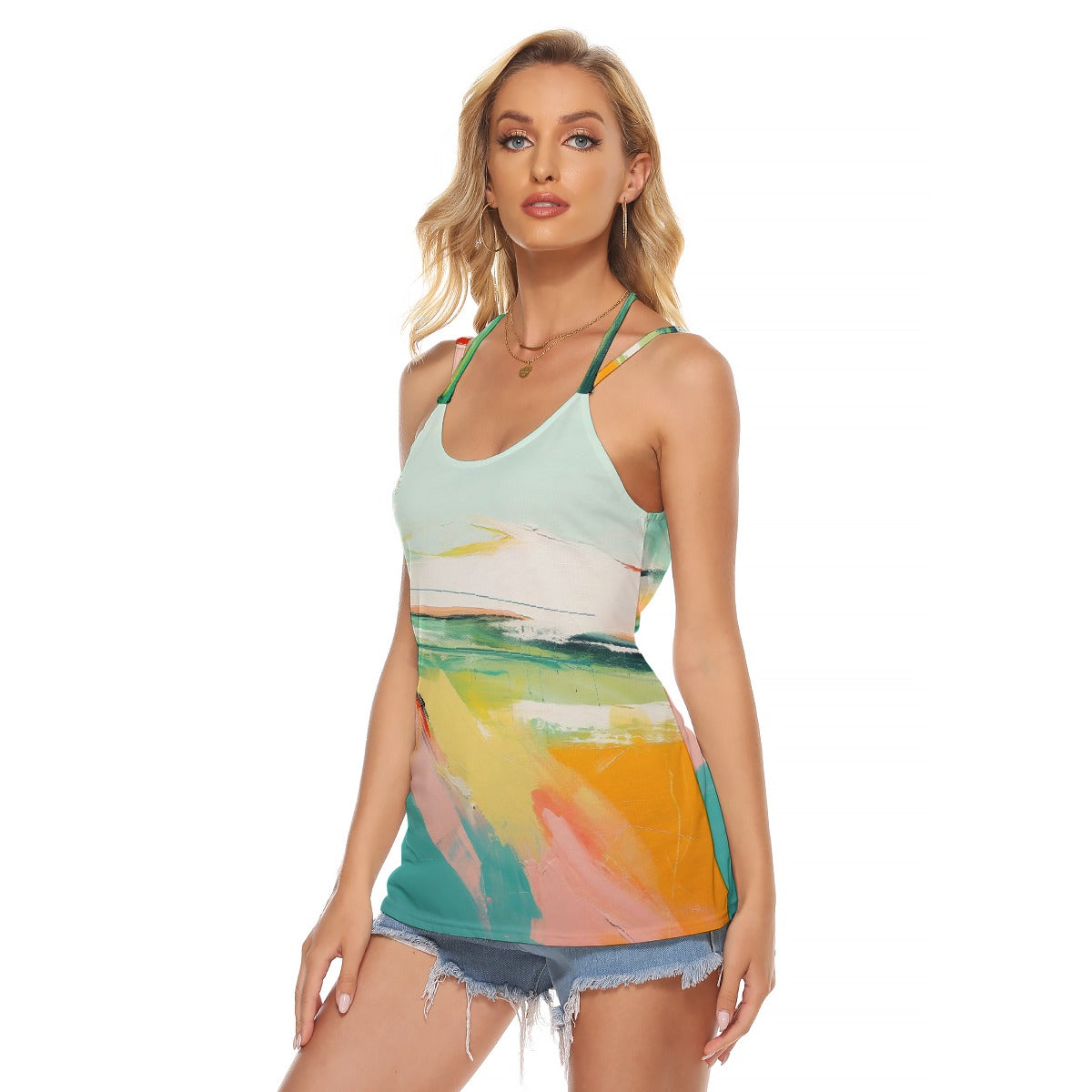 All-Over Print Women's Halter Top With Backless