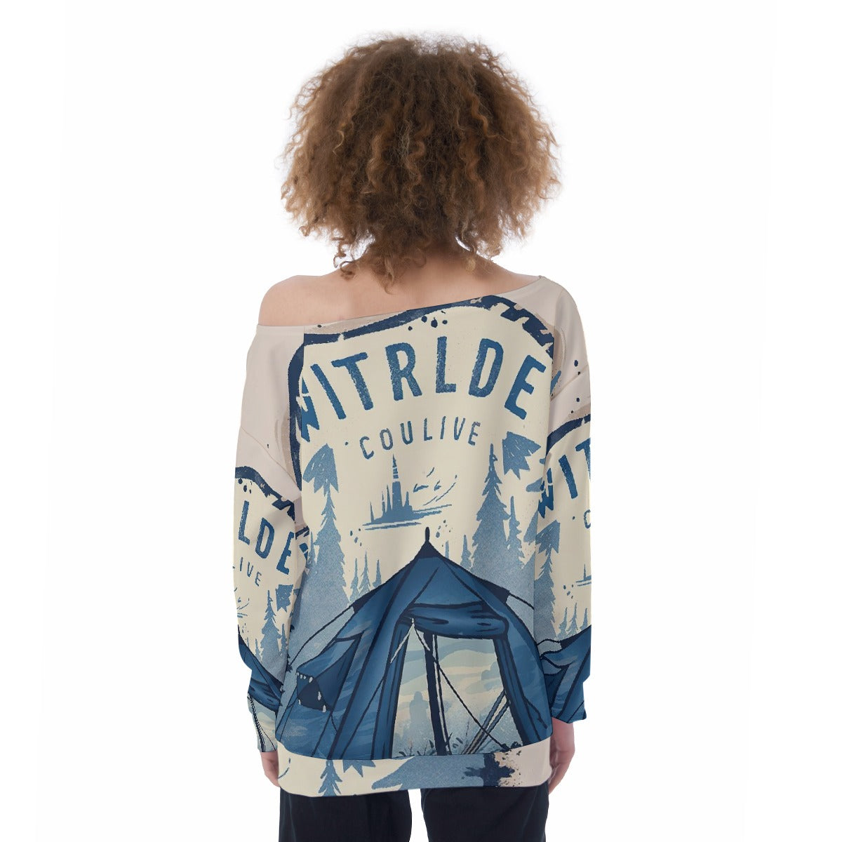 All-Over Print Oversized Women's Off-Shoulder Sweatshirt