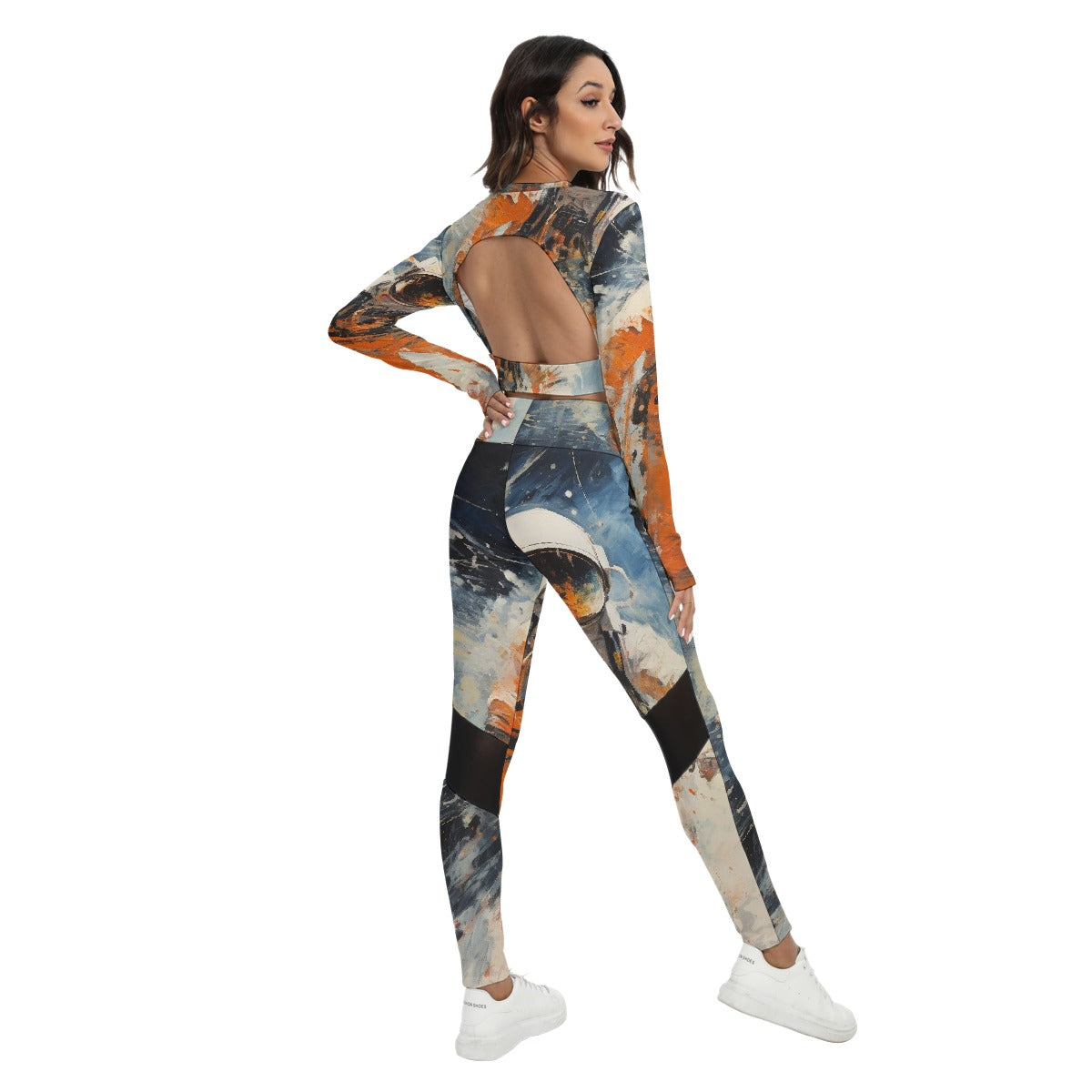 All-Over Print Women's Sport Set With Backless Top And Leggings
