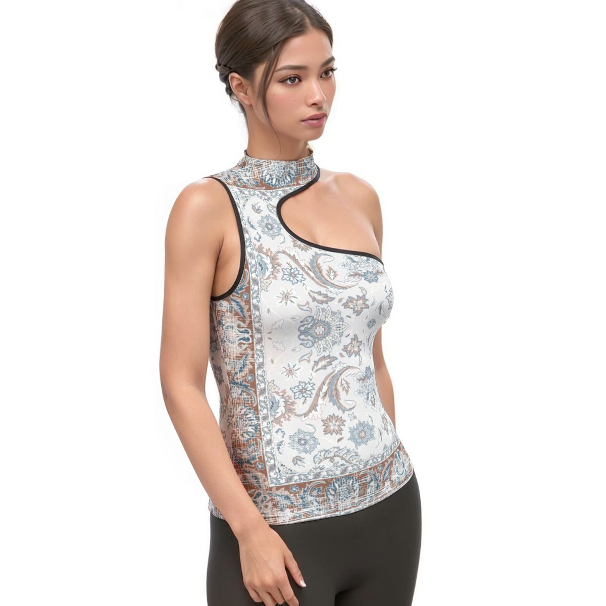 All-Over Print Women's Halter Sleeveless Asymmetrical Tank Top