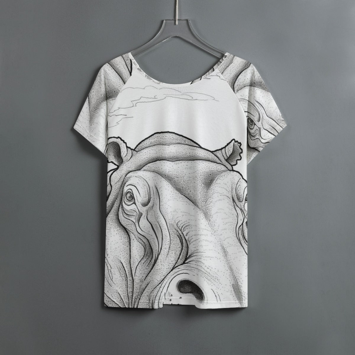 All-Over Print Women's Round Neck T-shirt With Raglan Sleeve