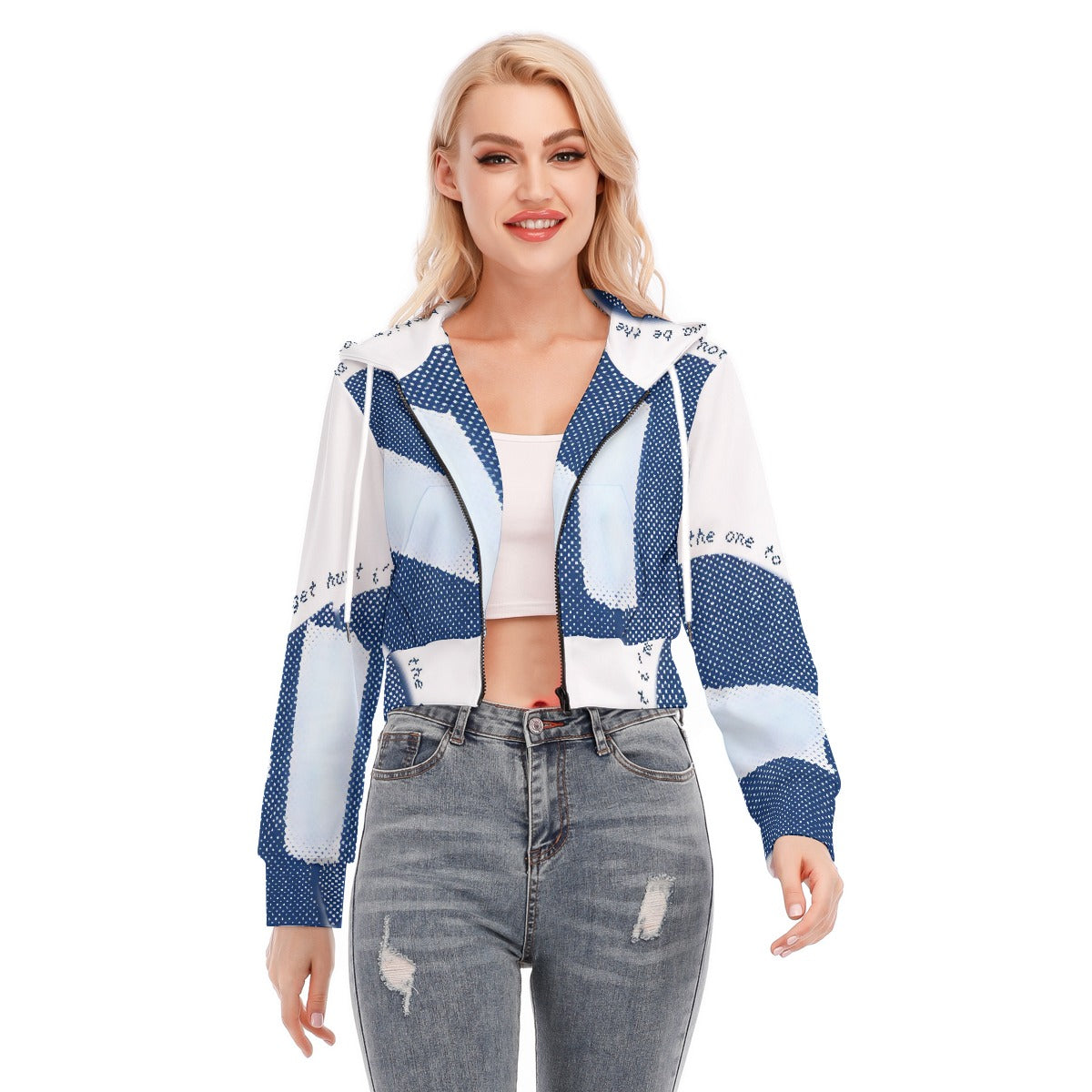 All-Over Print Women's Crop Top Hoodie With Zipper Closure