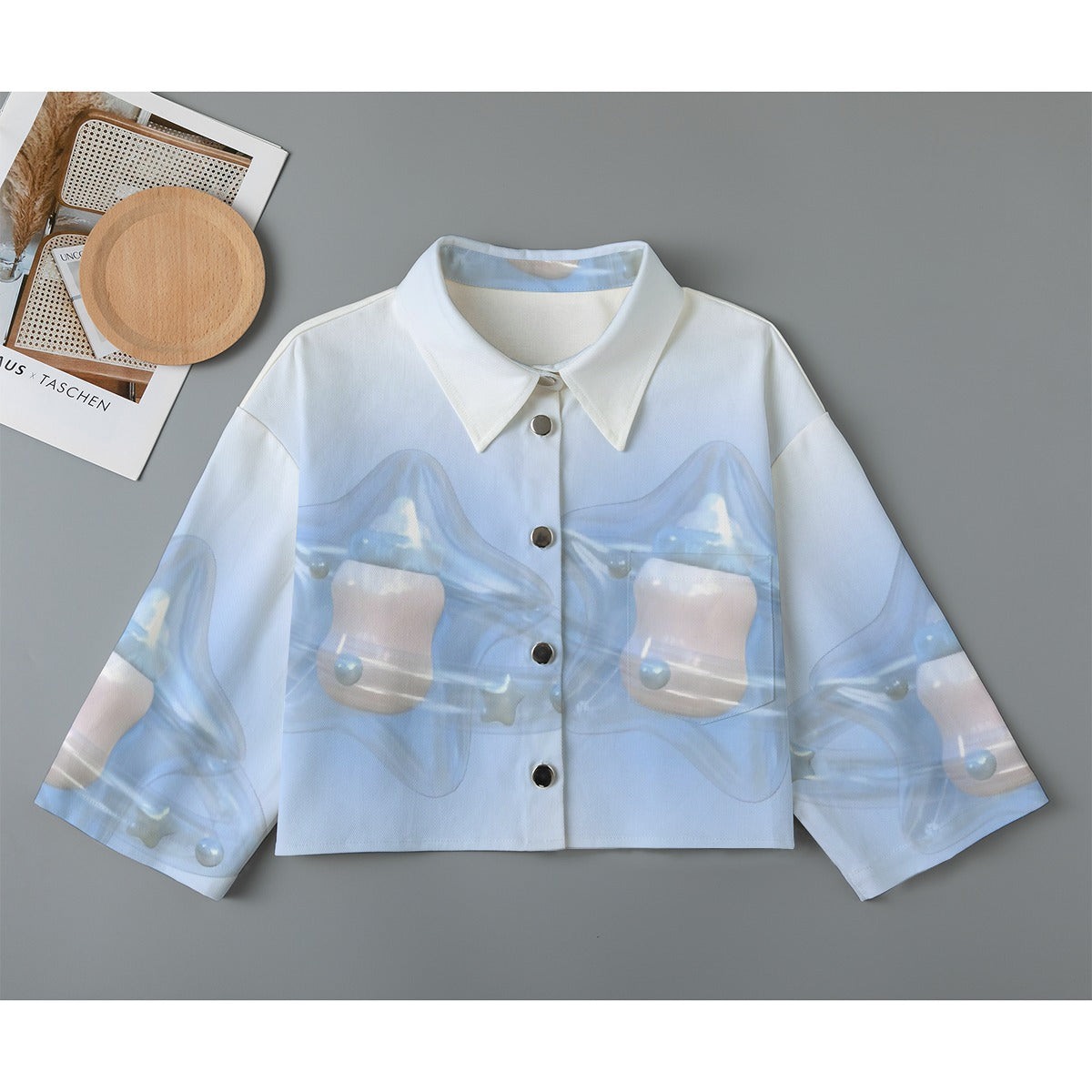 All-Over Print Women's Cropped Jacket | 245GSM Cotton