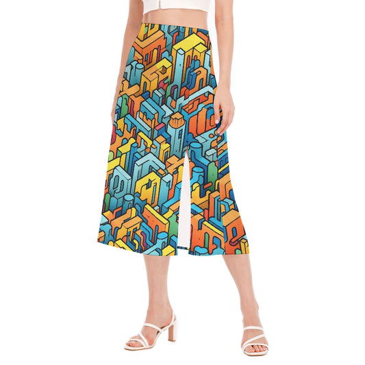 All-Over Print Women's High Slit Long Skirt