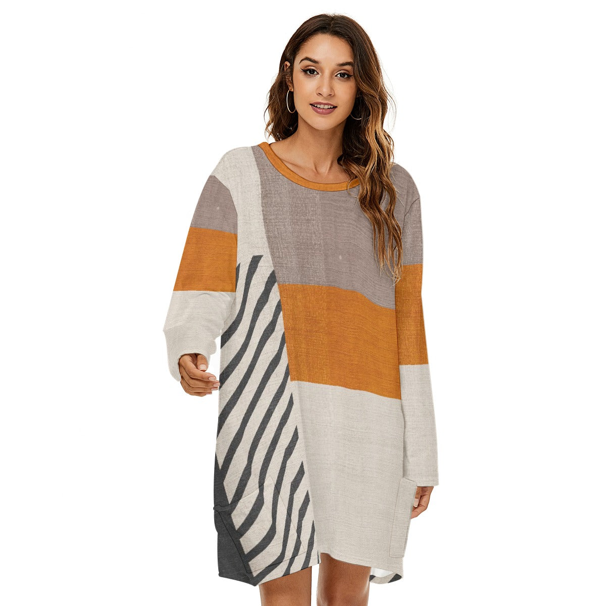 All-Over Print  Women's Loose Crew Neck Dress