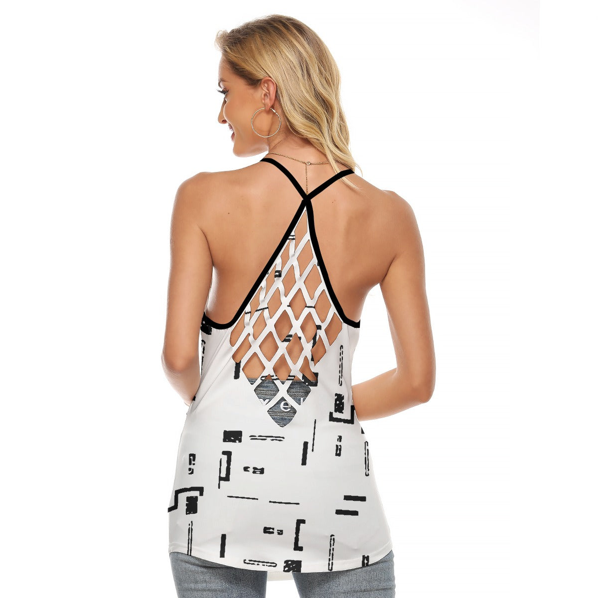 All-Over Print Women's Criss-Cross Open Back Tank Top