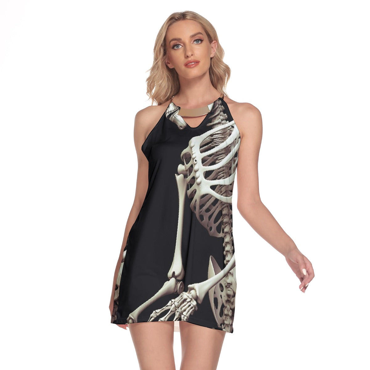 All-Over Print Women's Round Neck Above Knee Dress