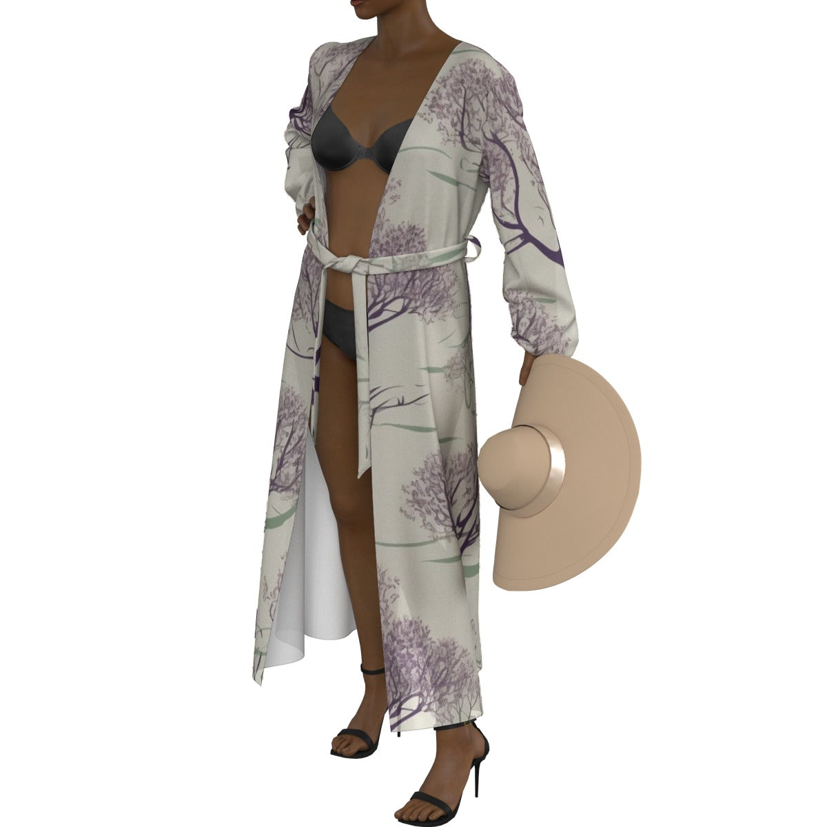 All-Over Print Women's Lace-up Chiffon Robe