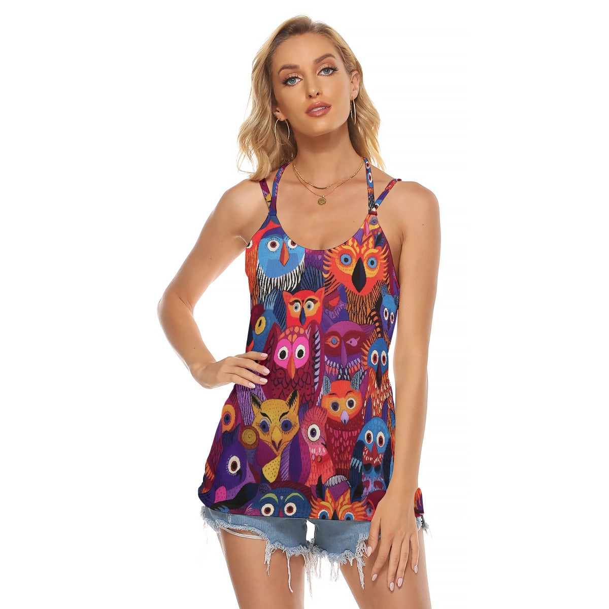 All-Over Print Women's Halter Top With Backless