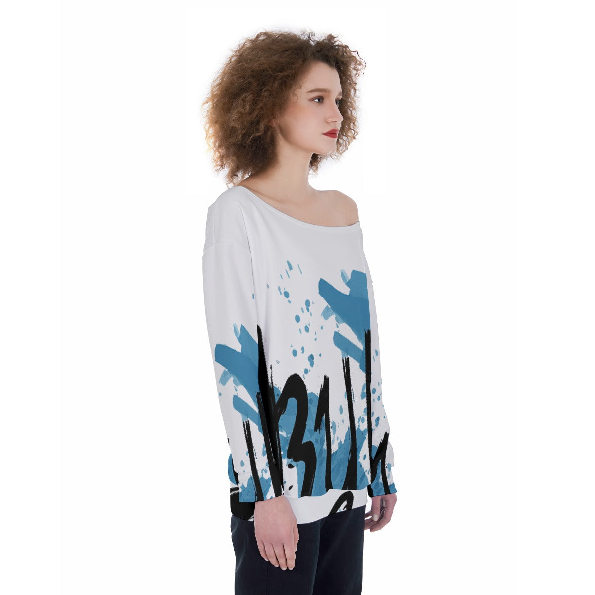 All-Over Print Oversized Women's Off-Shoulder Sweatshirt