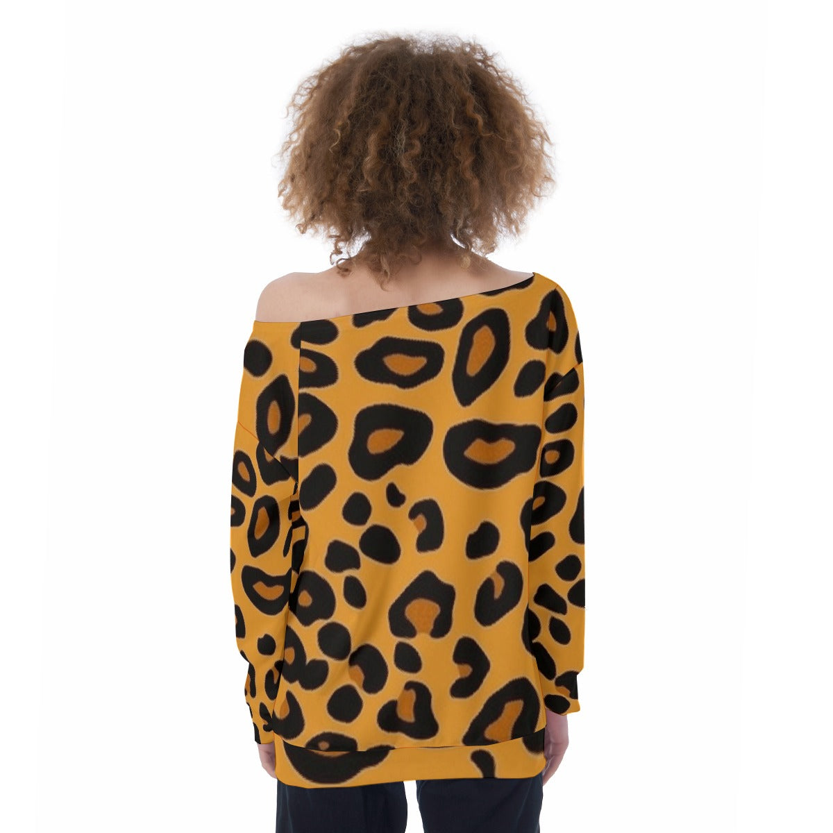 All-Over Print Oversized Women's Off-Shoulder Sweatshirt