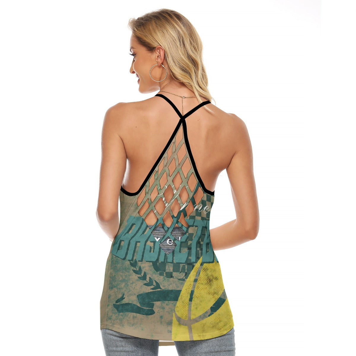 All-Over Print Women's Criss-Cross Open Back Tank Top
