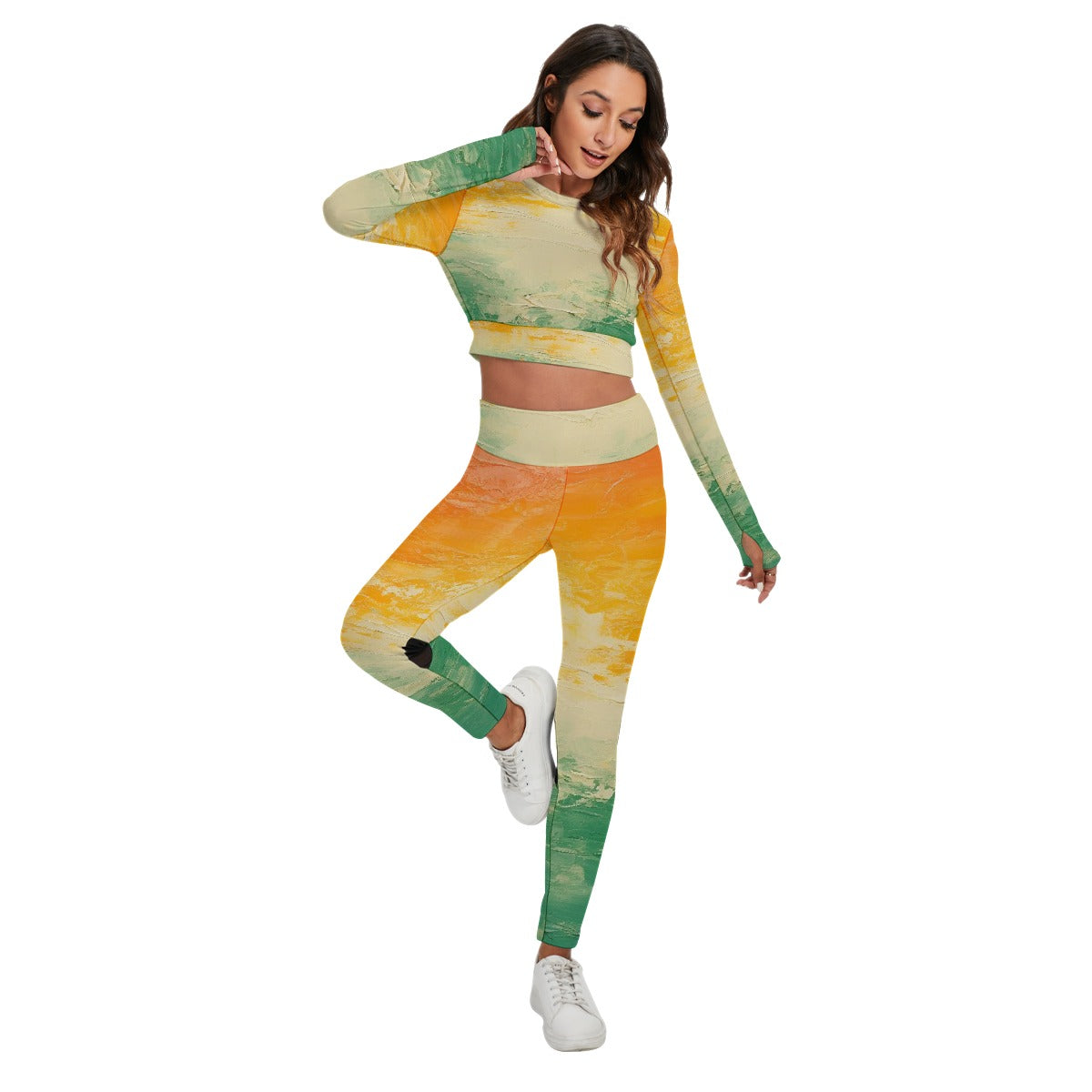 All-Over Print Women's Sport Set With Backless Top And Leggings