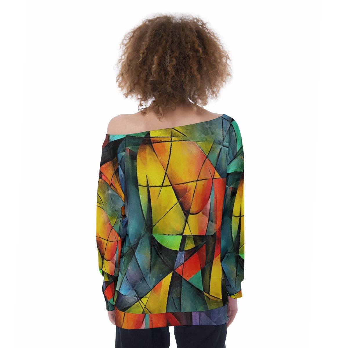 All-Over Print Oversized Women's Off-Shoulder Sweatshirt