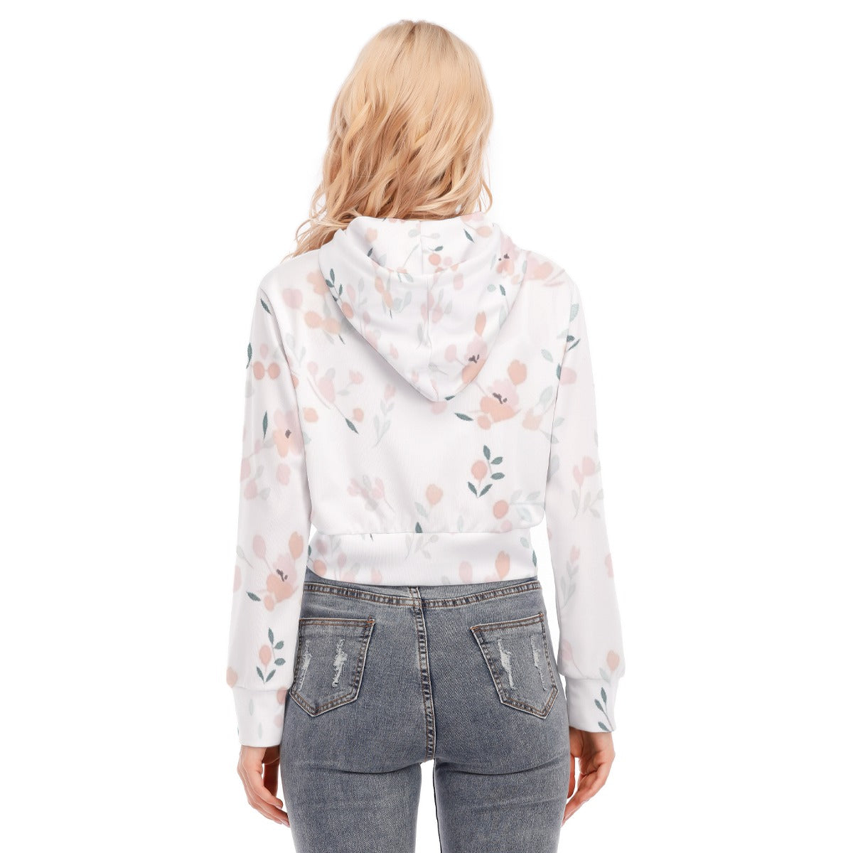 All-Over Print Women's Crop Top Hoodie With Zipper Closure