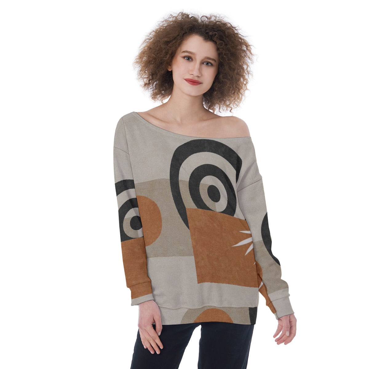 All-Over Print Oversized Women's Off-Shoulder Sweatshirt