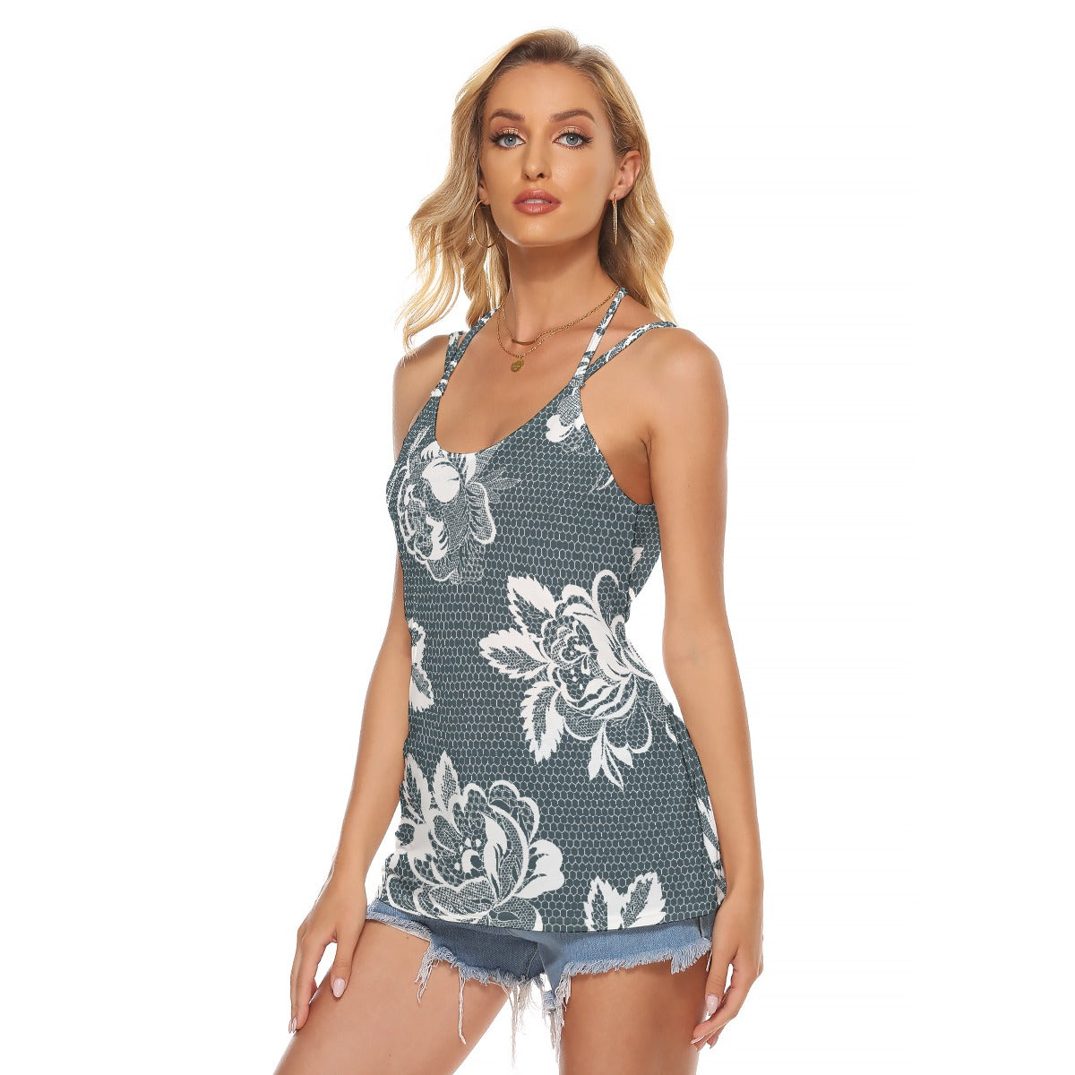 All-Over Print Women's Halter Top With Backless