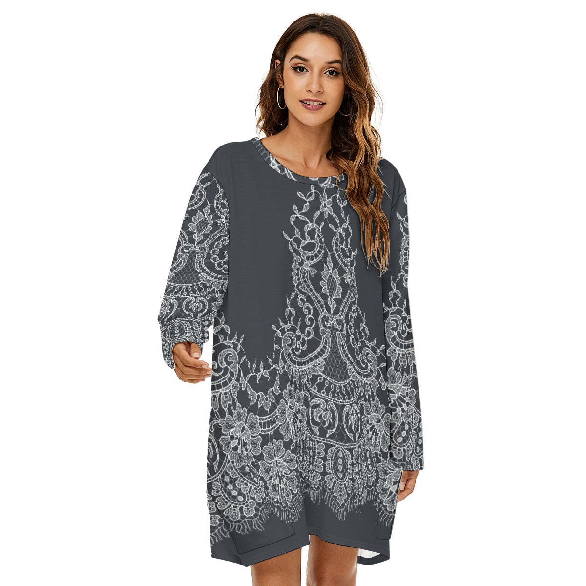 All-Over Print  Women's Loose Crew Neck Dress