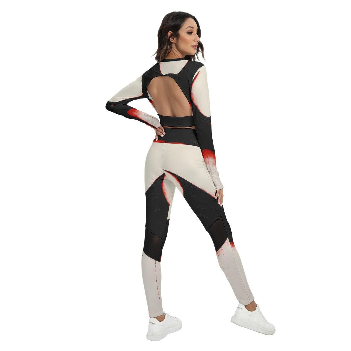 All-Over Print Women's Sport Set With Backless Top And Leggings