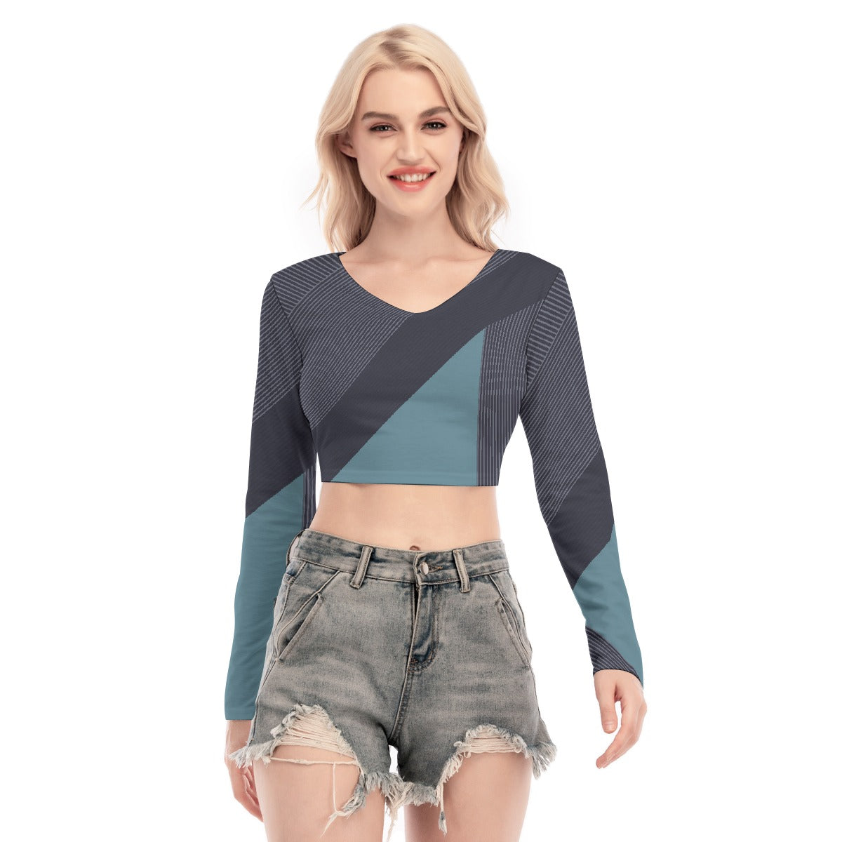 All-Over Print Women's Back Hollow T-shirt With Strap