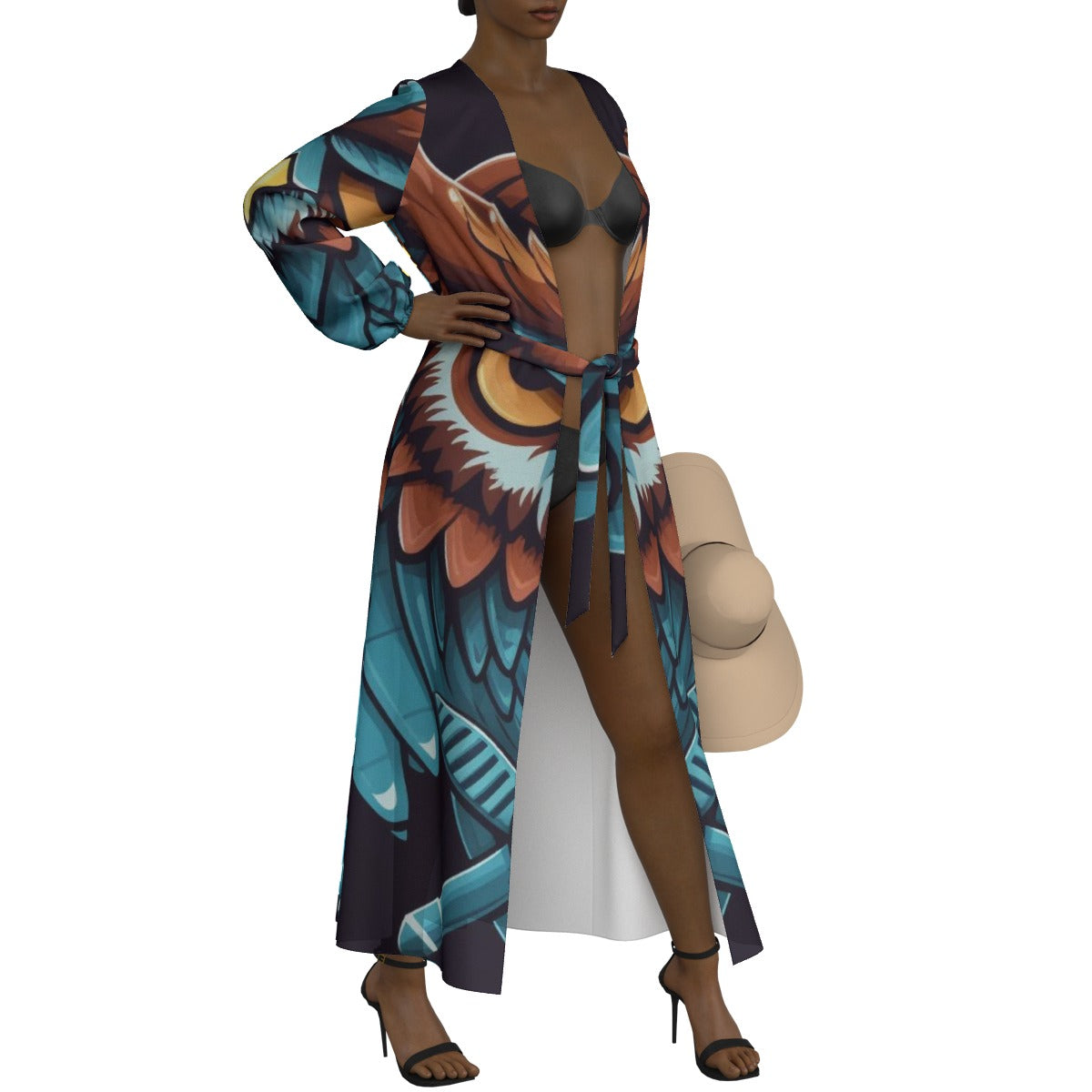 All-Over Print Women's Lace-up Chiffon Robe