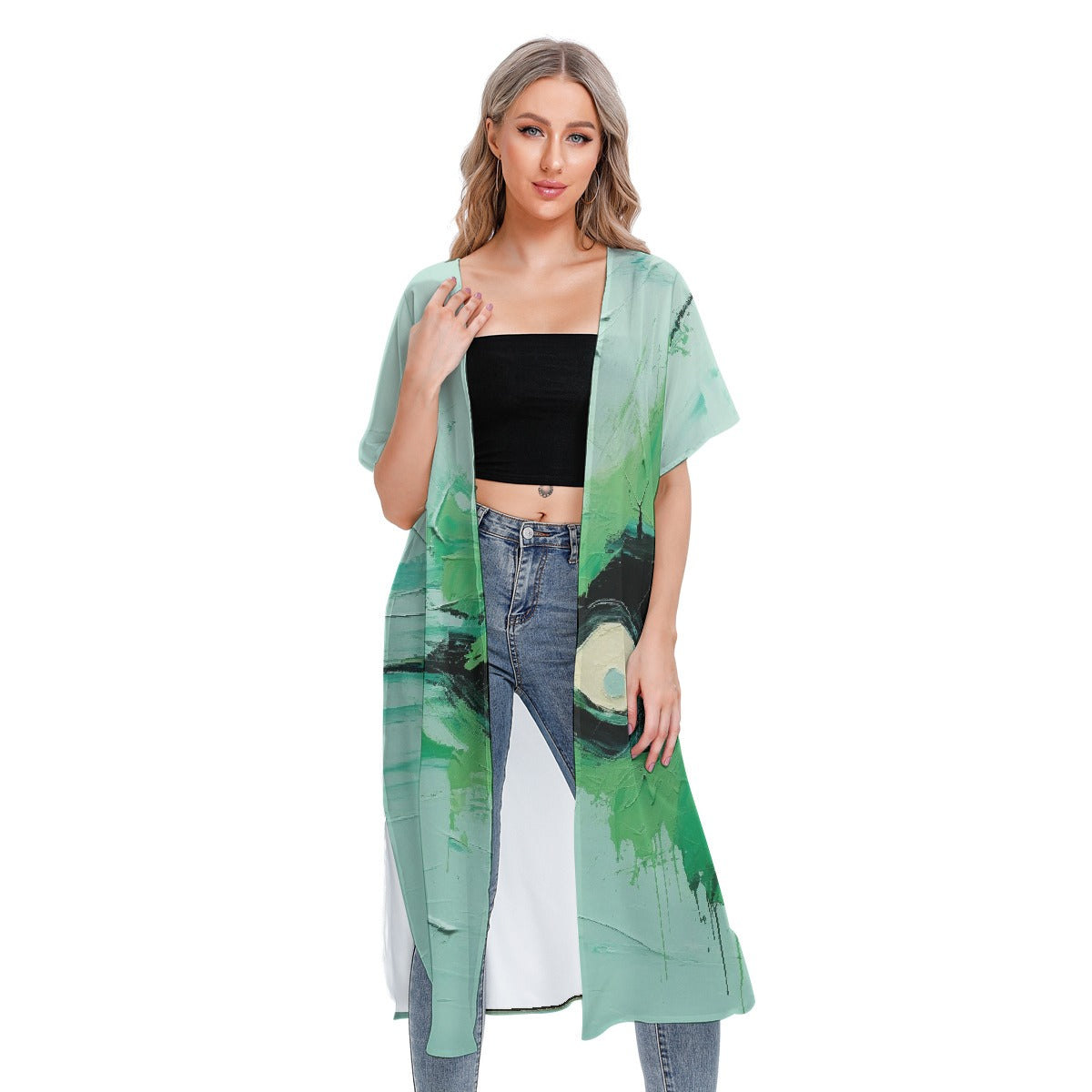 All-Over Print Women's Short Sleeve Cardigan