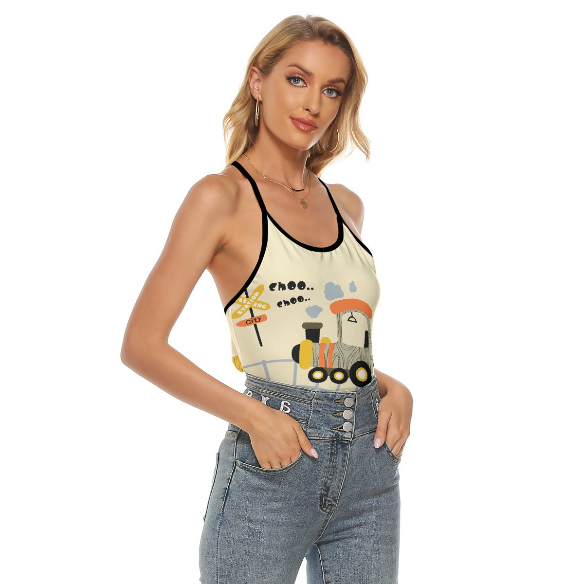 All-Over Print Women's Criss-Cross Open Back Tank Top