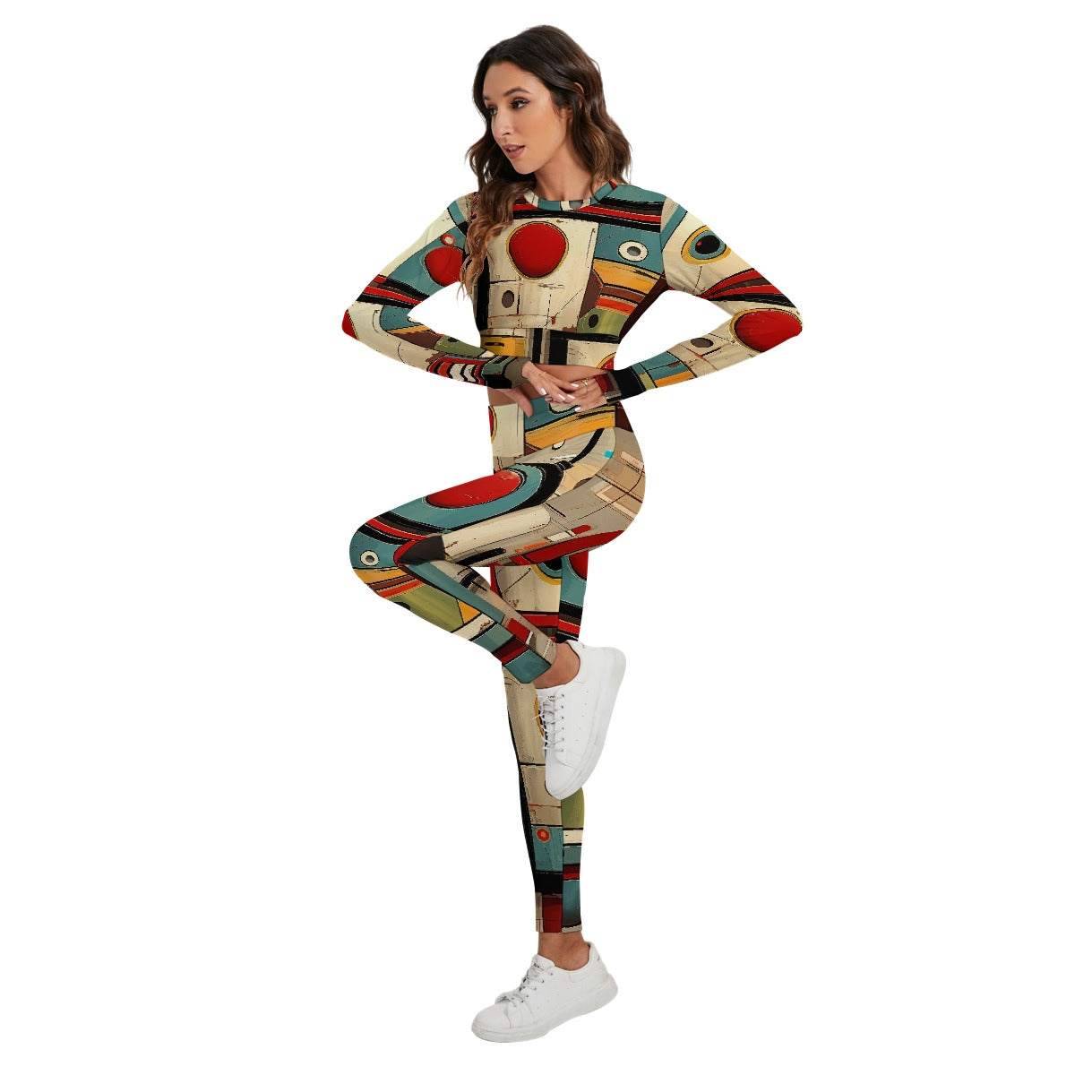 All-Over Print Women's Sport Set With Backless Top And Leggings