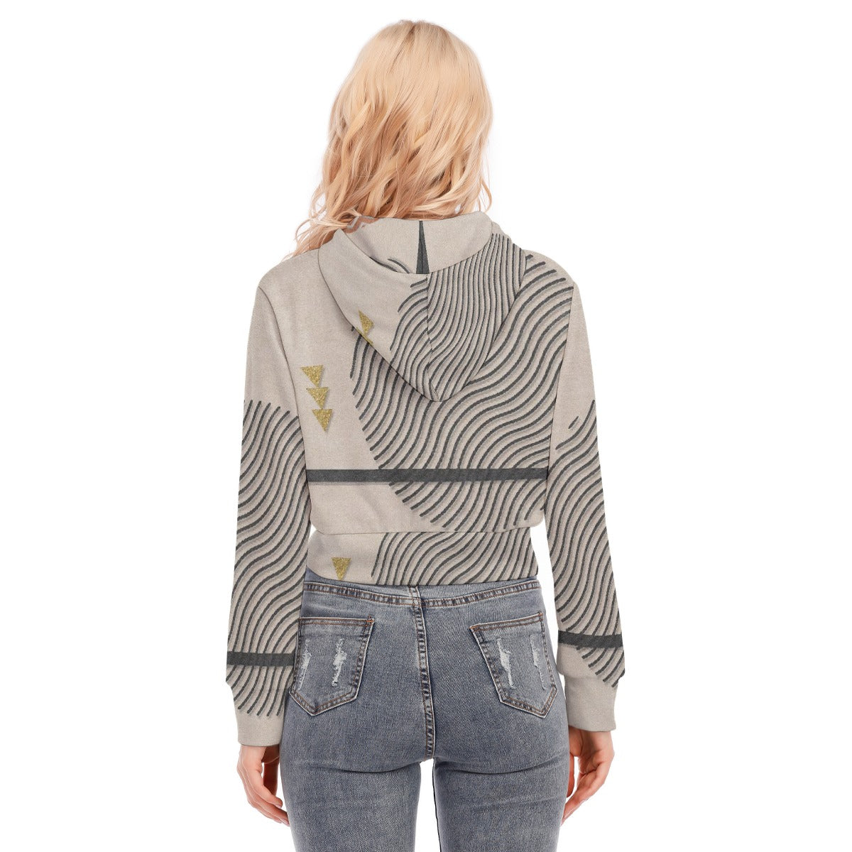 All-Over Print Women's Crop Top Hoodie With Zipper Closure
