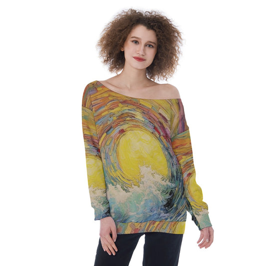 All-Over Print Oversized Women's Off-Shoulder Sweatshirt