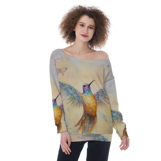 All-Over Print Oversized Women's Off-Shoulder Sweatshirt