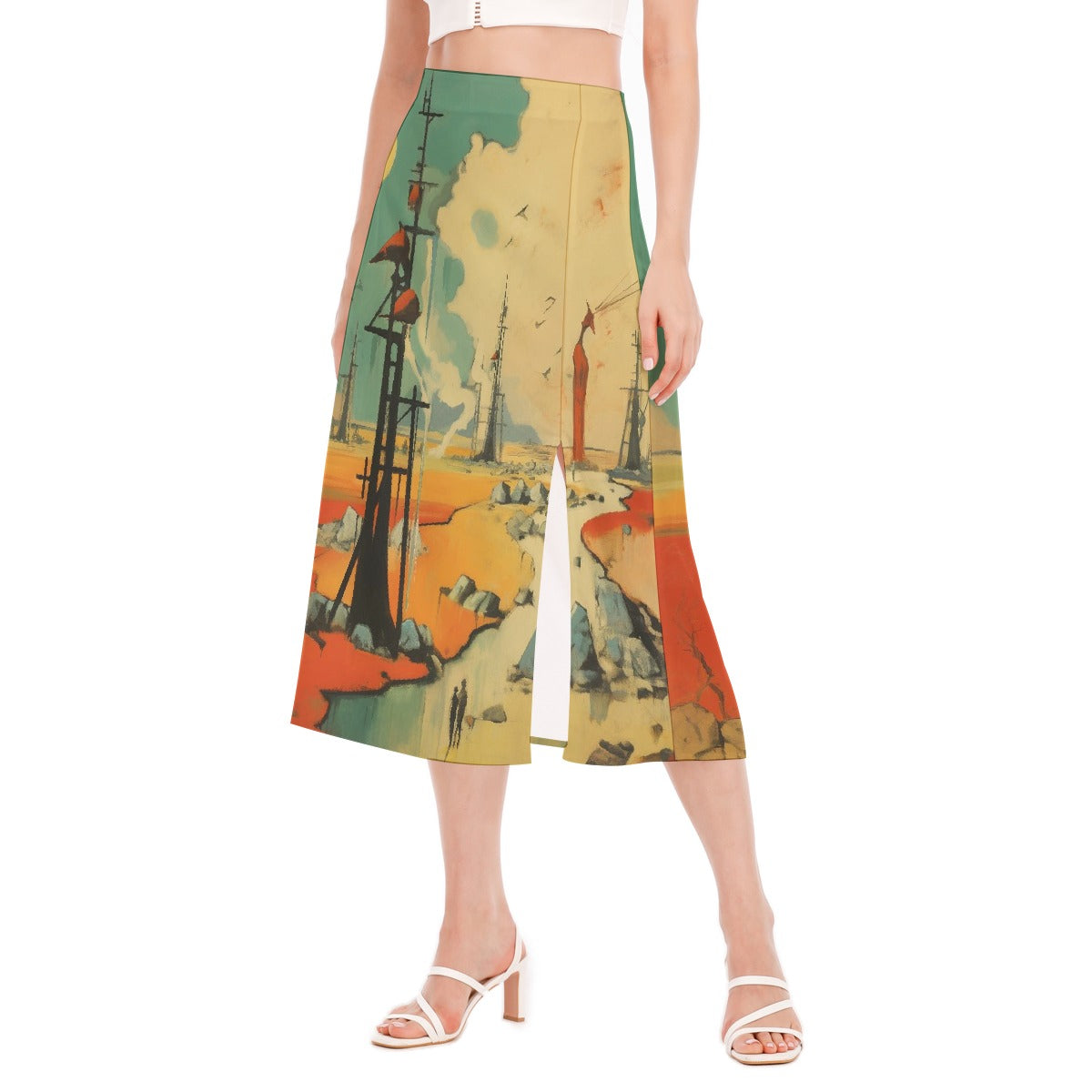 All-Over Print Women's High Slit Long Skirt