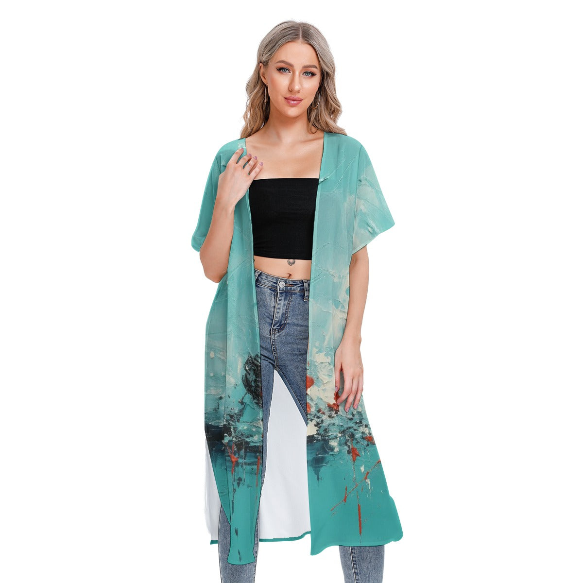All-Over Print Women's Short Sleeve Cardigan