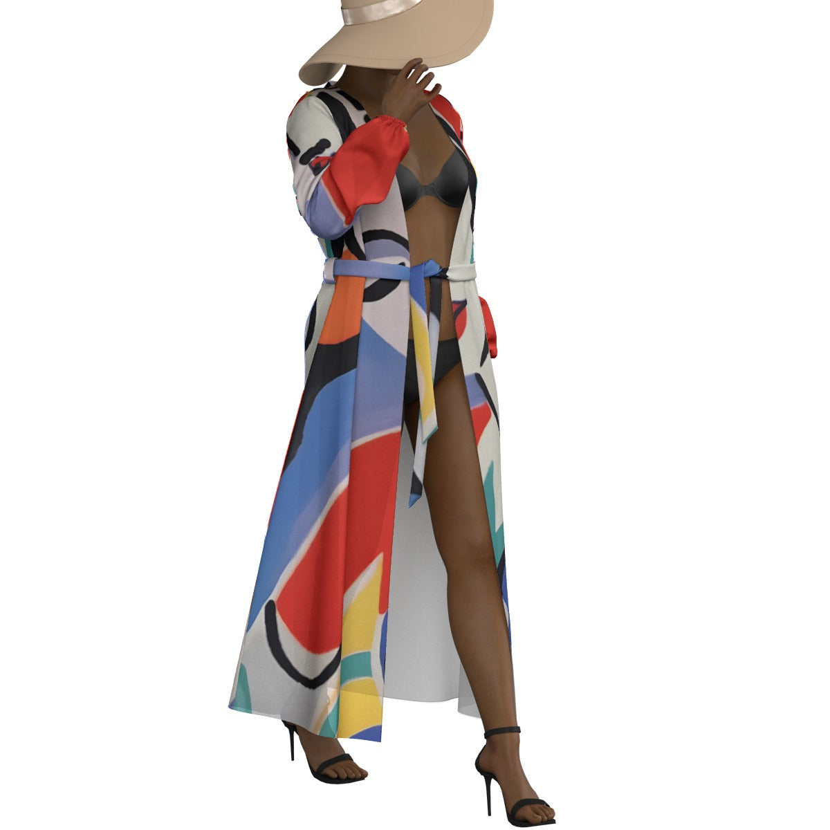 All-Over Print Women's Lace-up Chiffon Robe