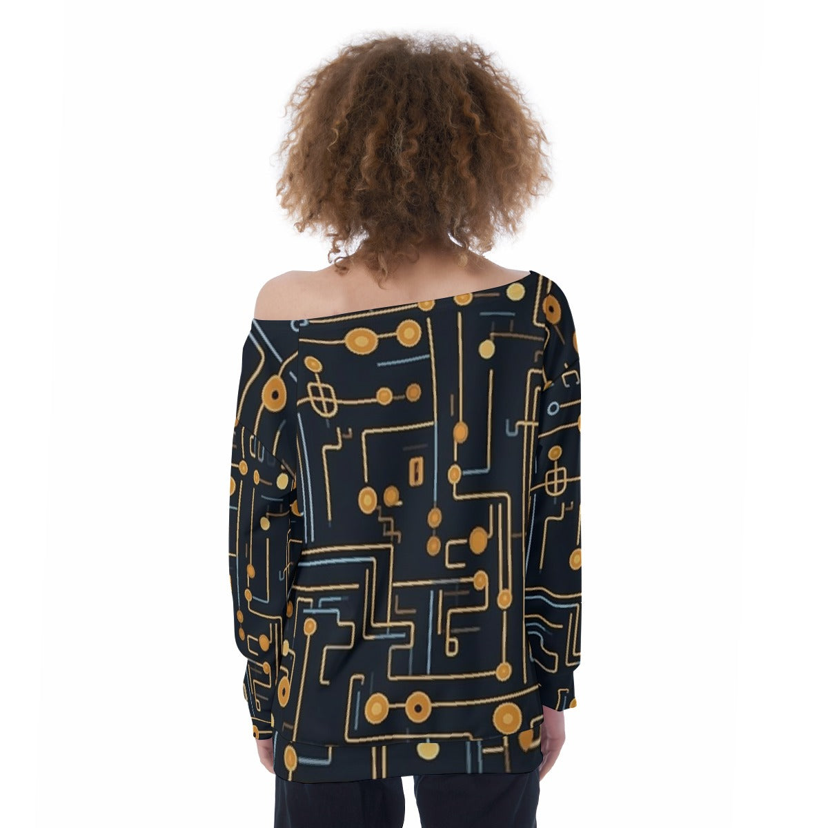 All-Over Print Oversized Women's Off-Shoulder Sweatshirt
