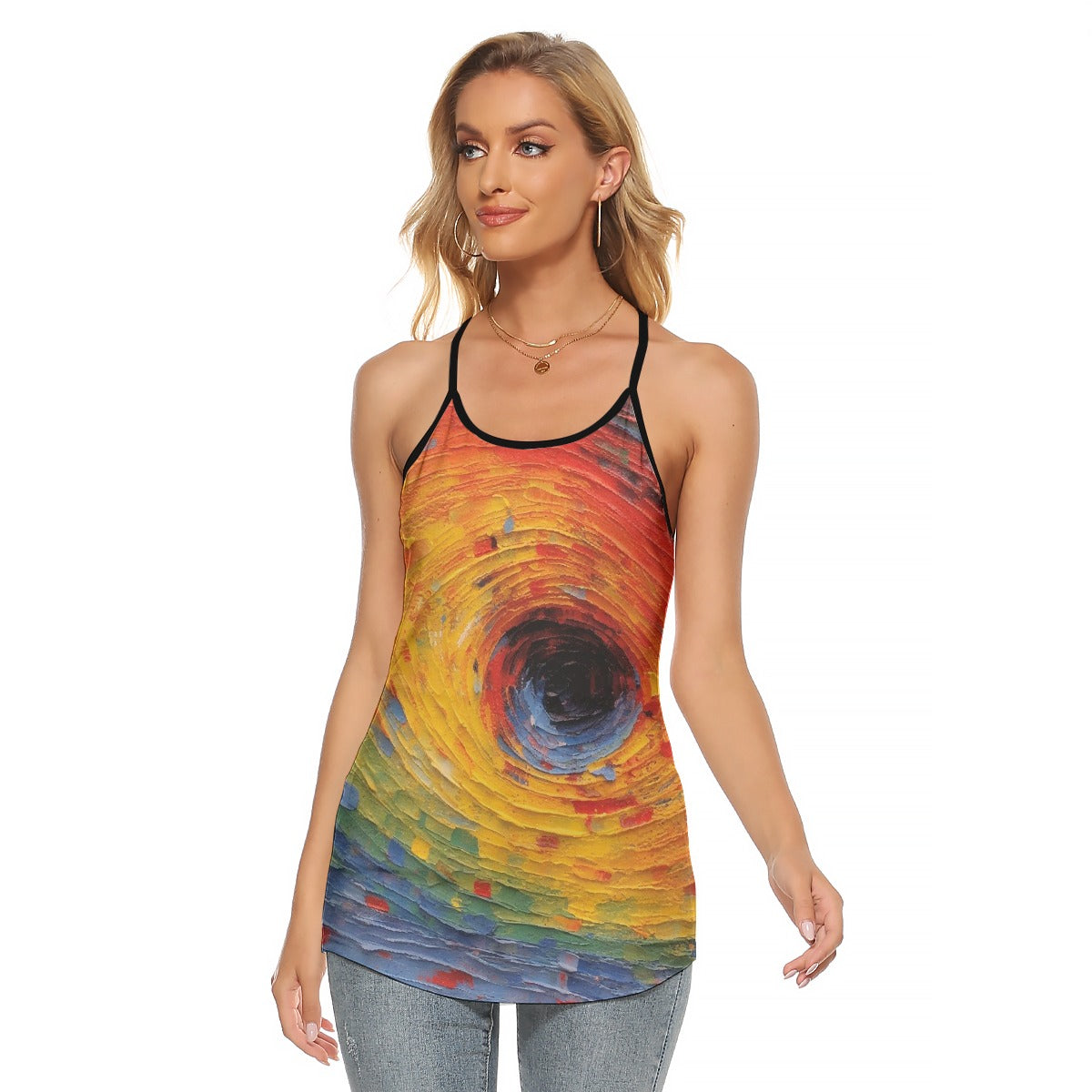 All-Over Print Women's Criss-Cross Open Back Tank Top