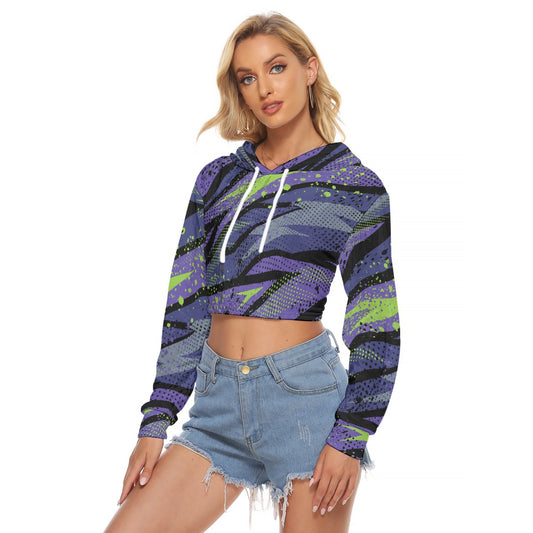 All-Over Print Women's Crop Top Hoodie|Velvet