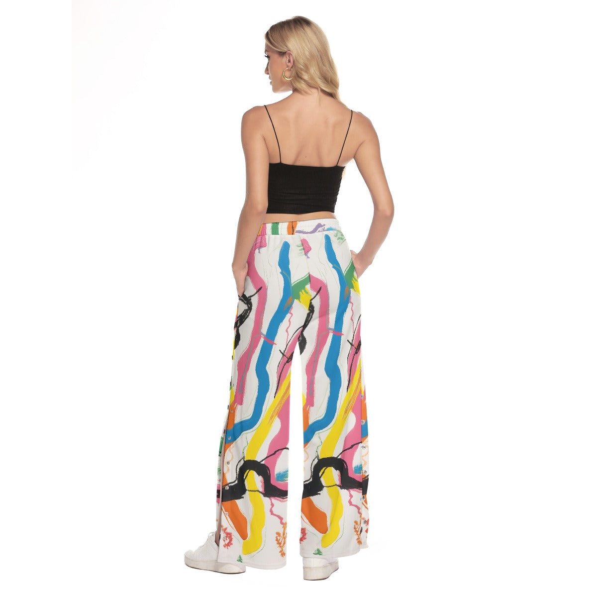 All-Over Print Women's Side Slit Snap Button Trousers