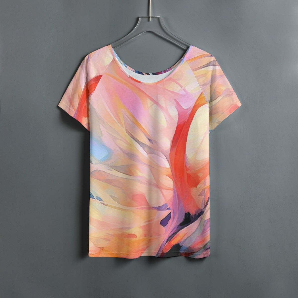 All-Over Print Women's Round Neck T-shirt With Raglan Sleeve