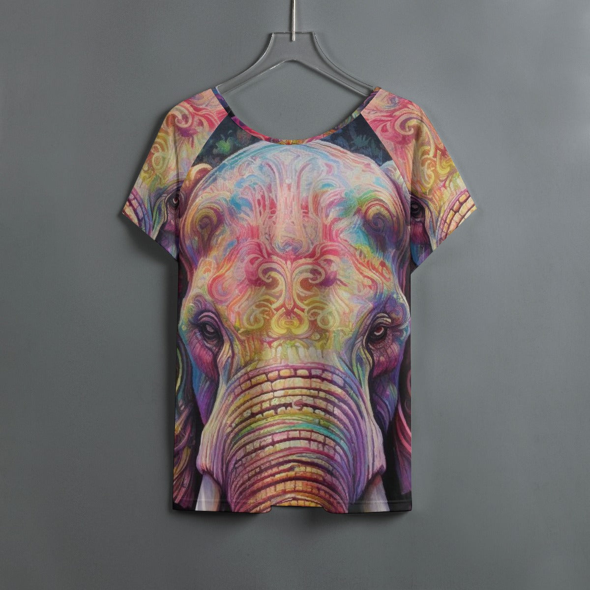 All-Over Print Women's Round Neck T-shirt With Raglan Sleeve