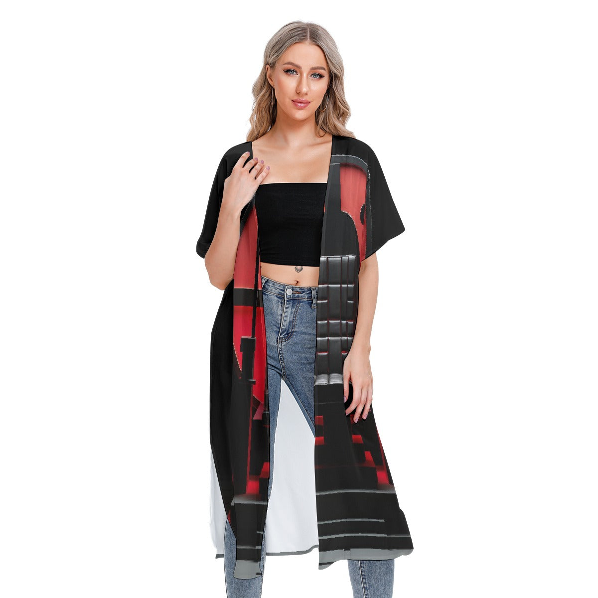 All-Over Print Women's Short Sleeve Cardigan